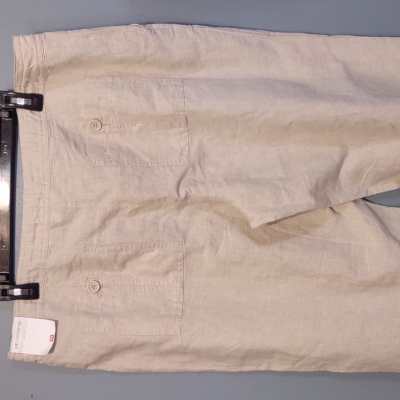 Liz Claiborne Women's Linen Cotton Crop Pants Straight Leg Color Flax Sz 16 NWT - Picture 7 of 14